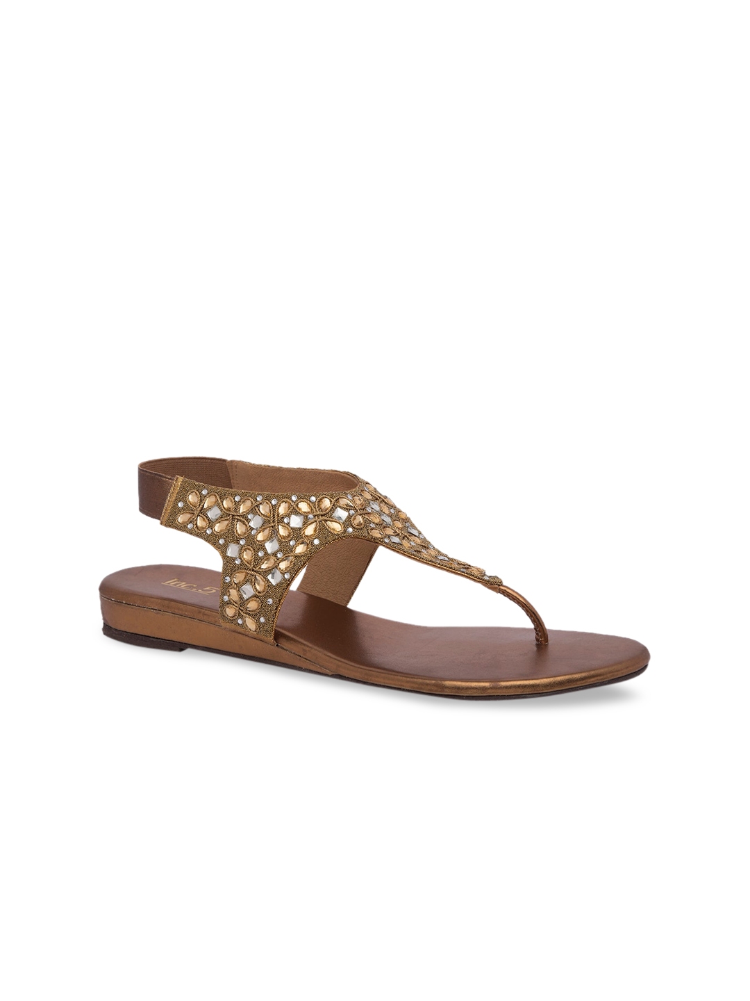 gold t strap flats