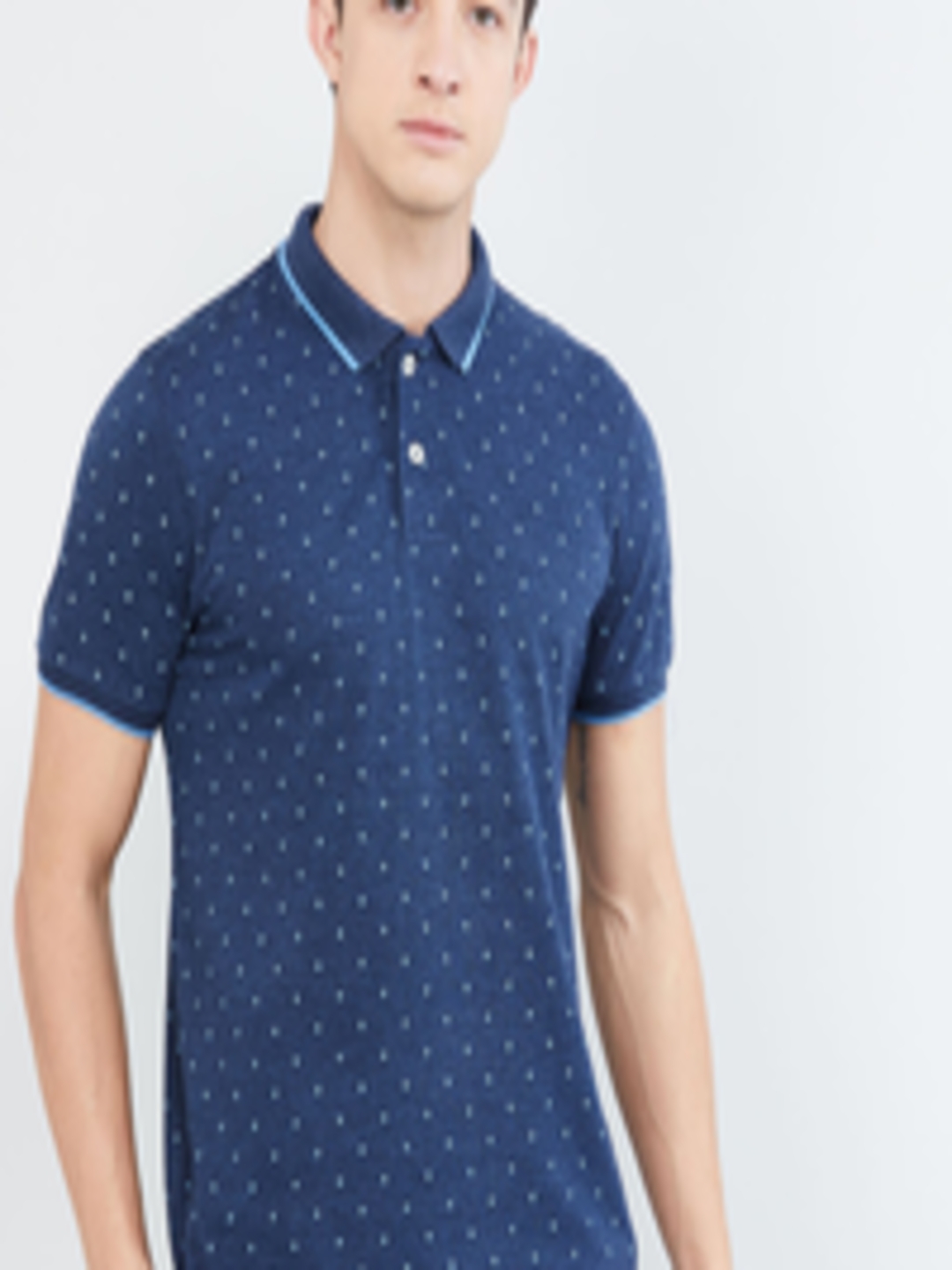 Buy Max Men Blue Printed Polo Collar T Shirt - Tshirts for Men 12910600 ...