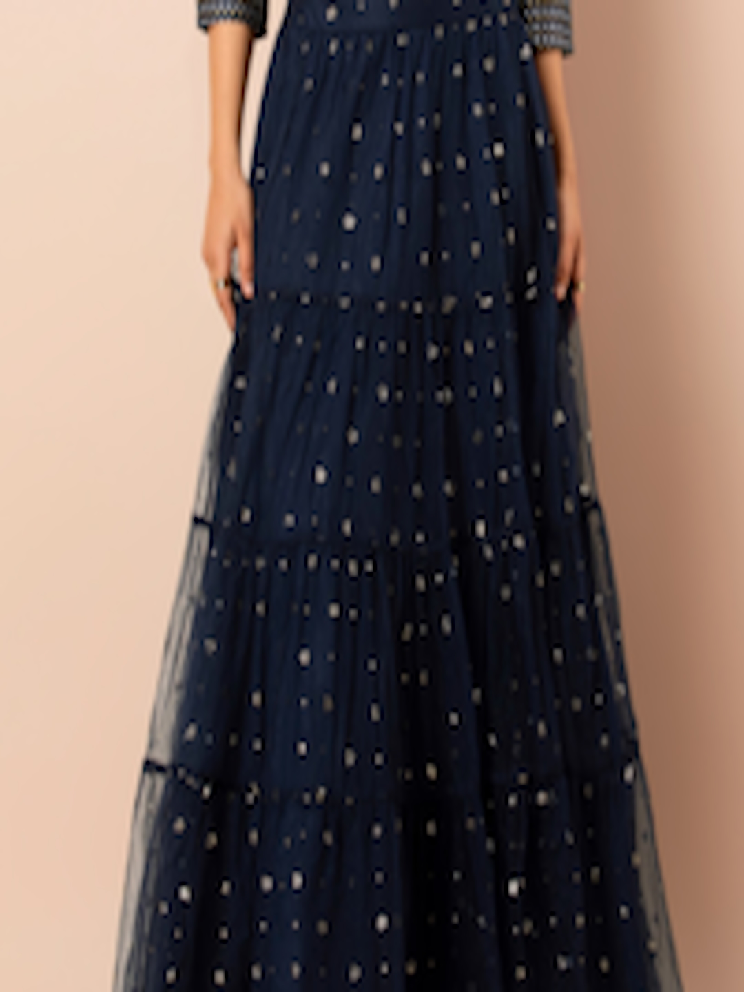 buy-indya-navy-blue-embroidered-tiered-maxi-skirt-skirts-for-women