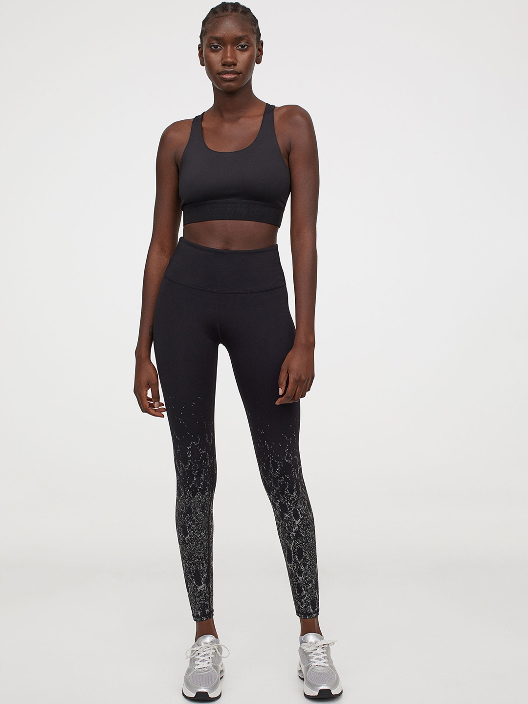 PE Nation X H&M Womens Gym Set Size M Cropped Top Leggings Black