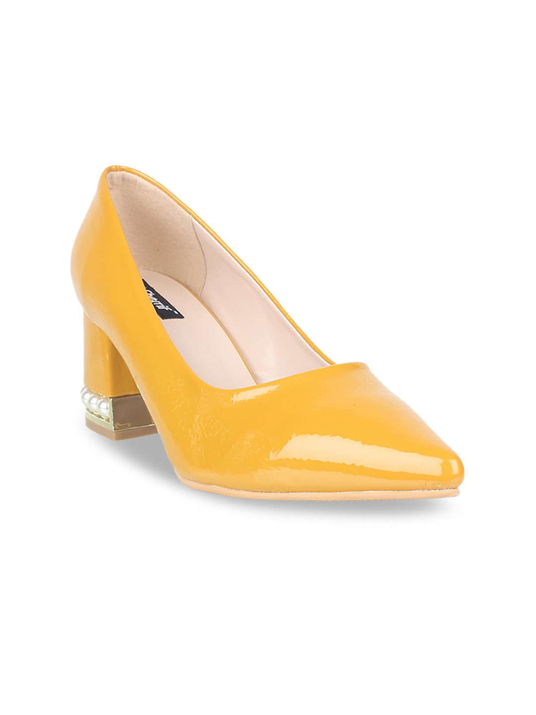 Buy Sherrif Shoes Women Mustard Solid Pumps Heels for Women 12916664 Myntra