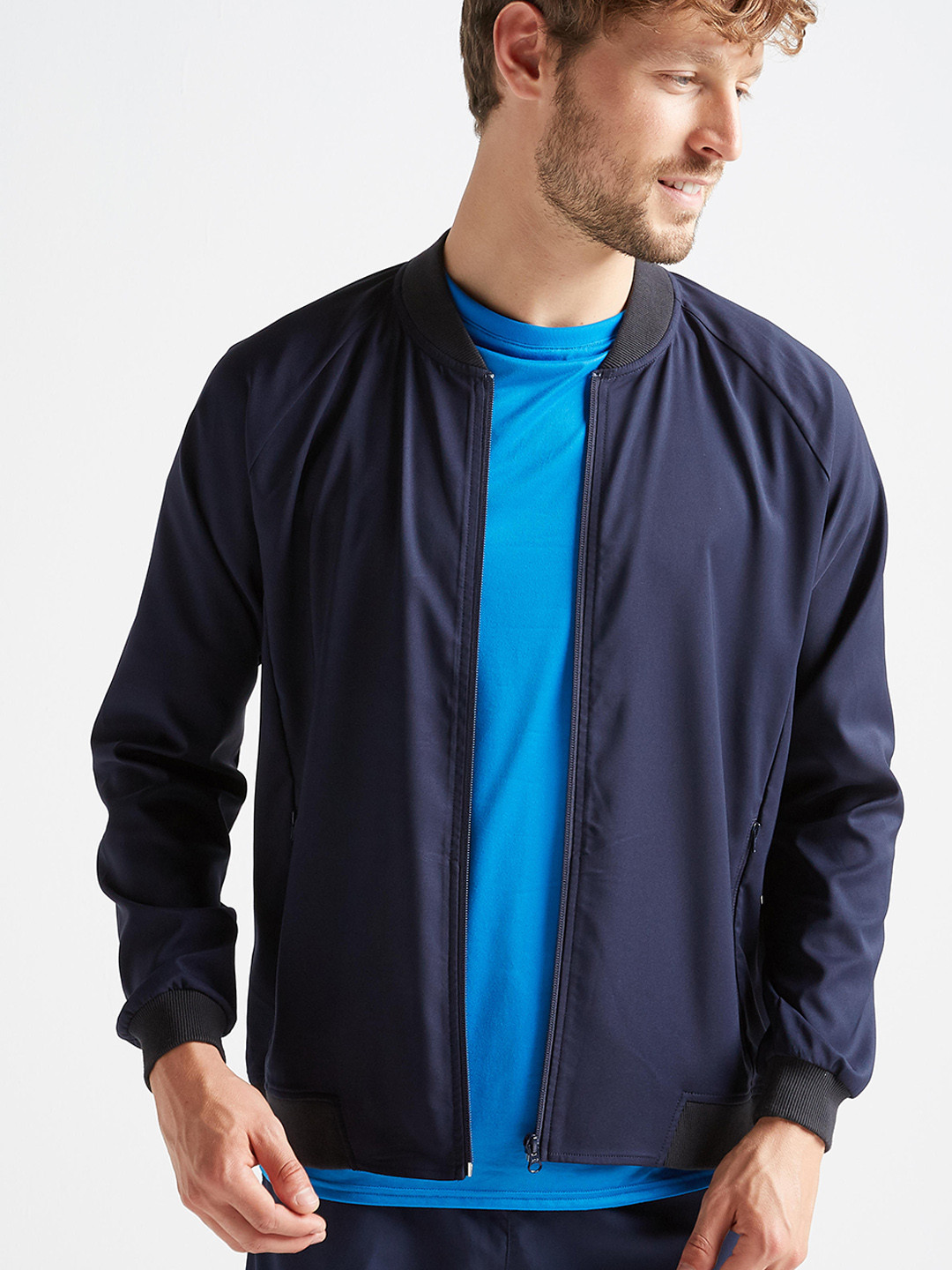 Buy Domyos By Decathlon Men Navy Blue Solid Lightweight Bomber - Jackets for Men 12929470 | Myntra