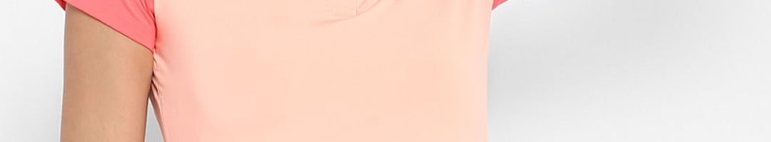Buy SG Women Salmon Pink & Peach COlorblocked Polo Collar T Shirt ...