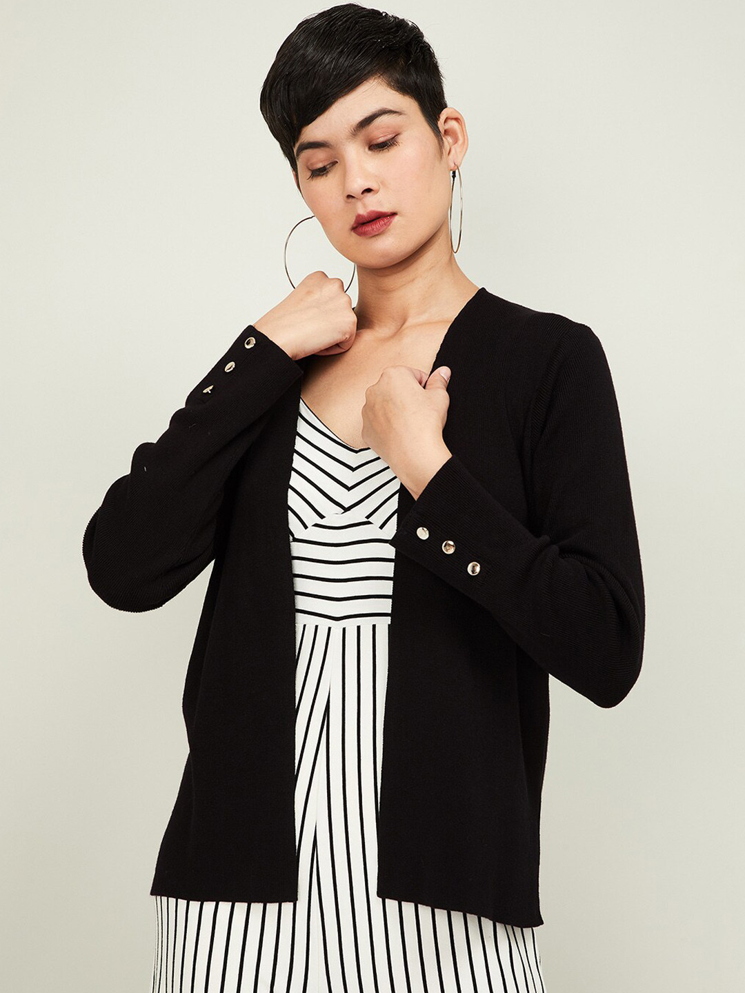 Buy CODE By Lifestyle Women Black Solid Shrug Shrug for Women