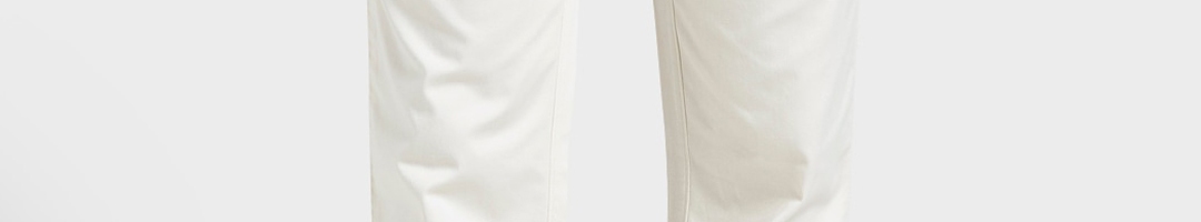 Buy ColorPlus Men Cream Coloured Regular Fit Solid Regular Trousers ...