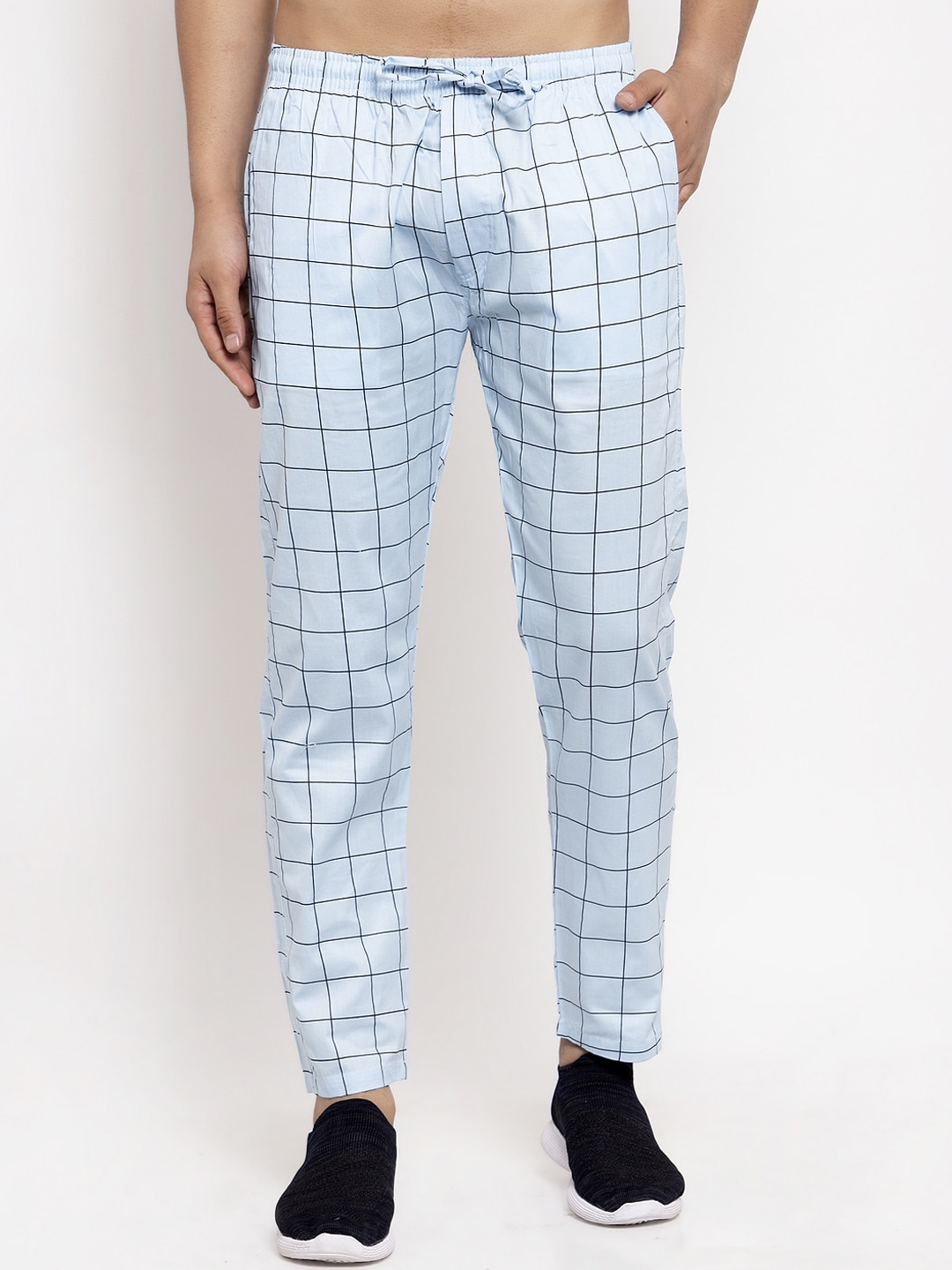 checked track pants