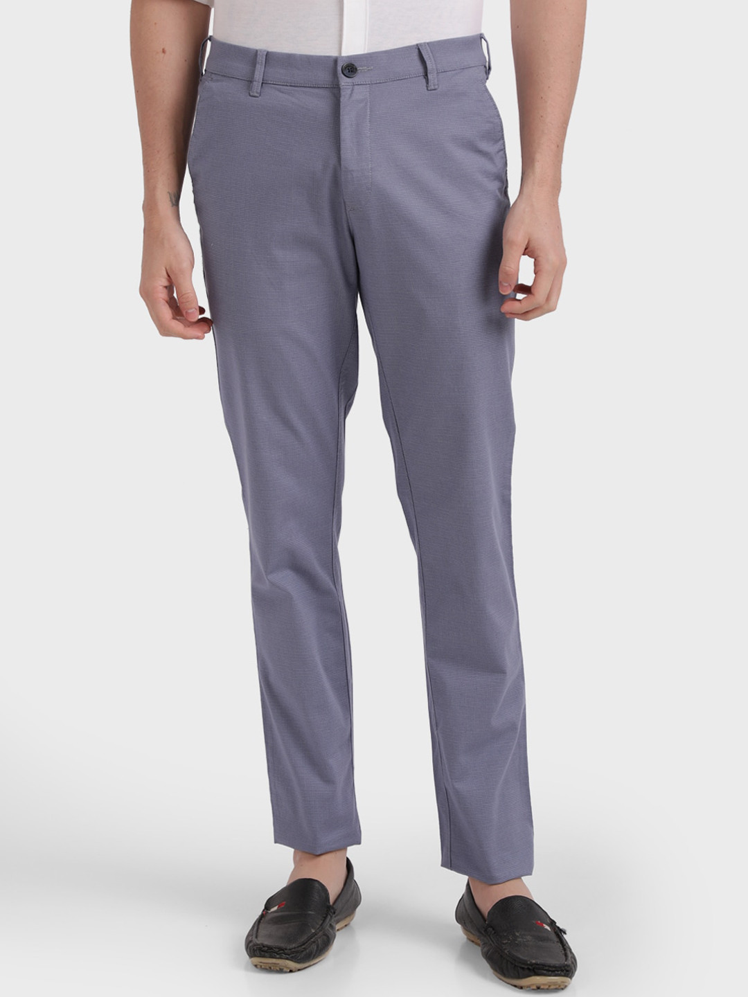 Buy ColorPlus Men Blue Regular Fit Solid Regular Trousers - Trousers ...