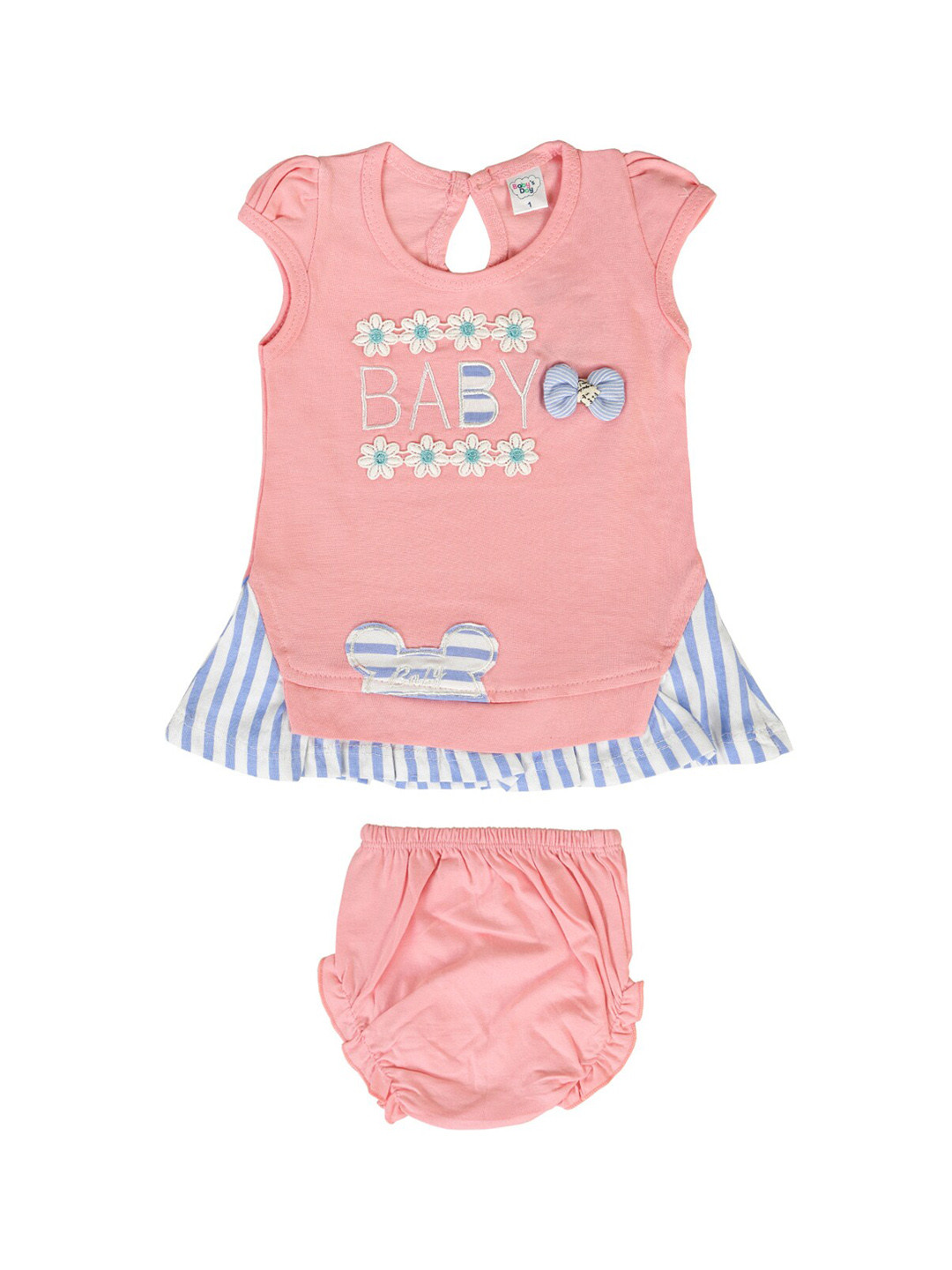 Buy Babys Day Girls Pink & Blue Embroidered A Line Dress Dresses for