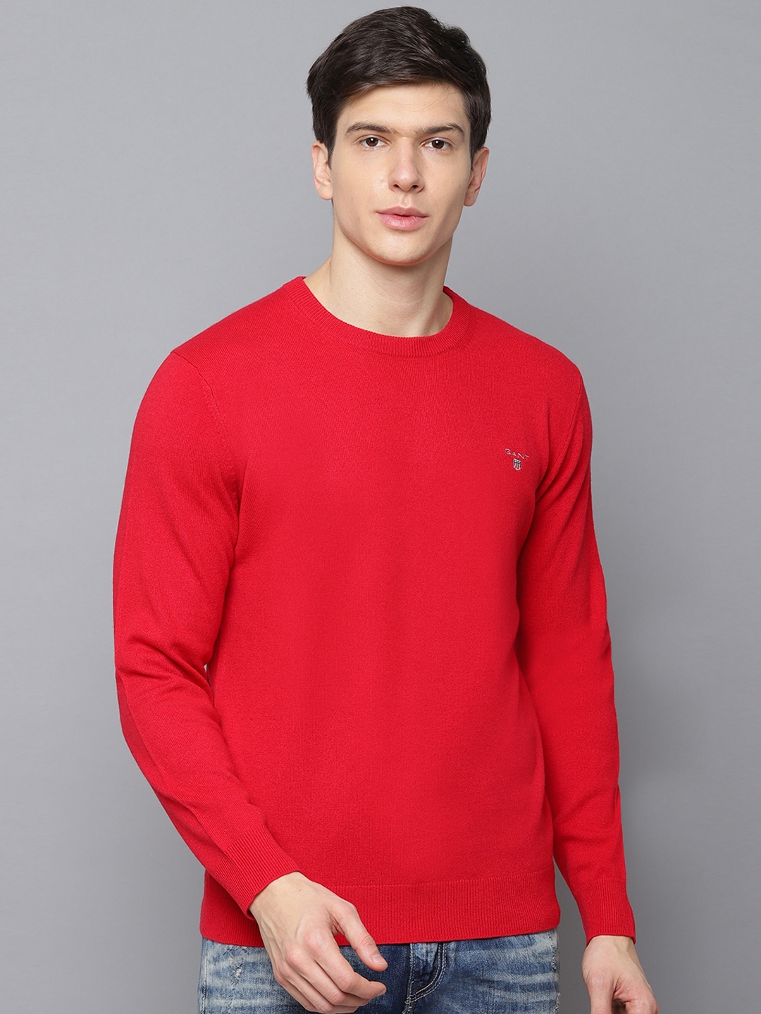 Buy GANT Men Red Solid Pullover Sweater - Sweaters for Men 13222958 ...