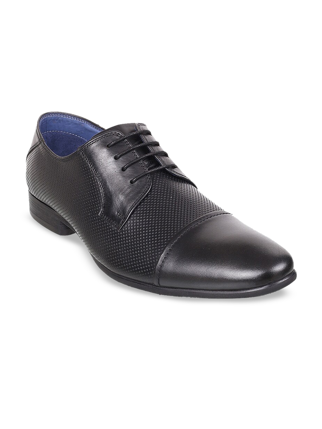 Buy DAVINCHI Men Black Solid Leather Formal Derbys - Formal Shoes for ...