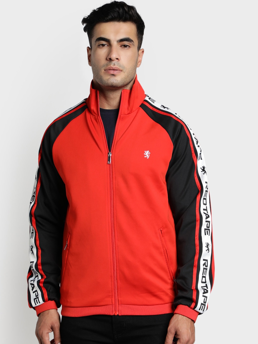 Buy Red Tape Men Red Colourblocked Sporty Jacket - Jackets for Men 13222912 | Myntra