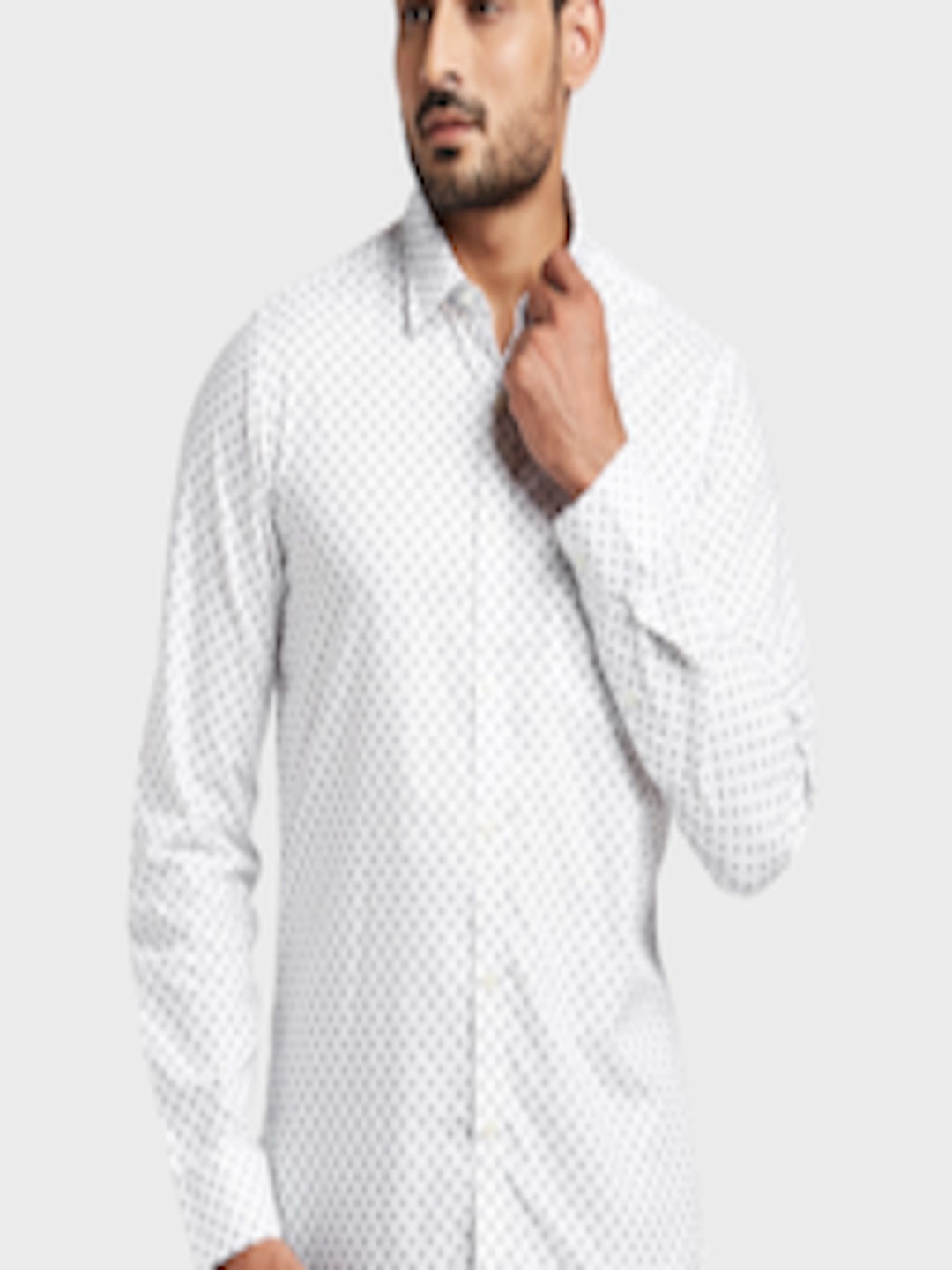 Buy ColorPlus Men Blue & Grey Regular Fit Printed Casual Shirt - Shirts ...