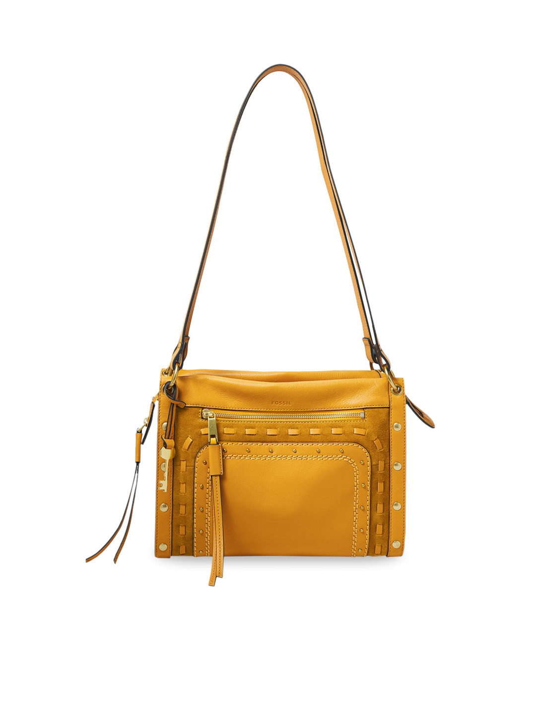 Buy Fossil Yellow Solid Leather Sling Bag Handbags for Women 13232466