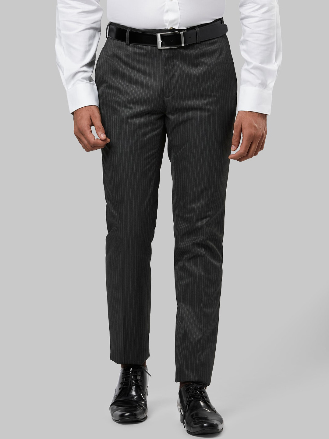 Buy Raymond Men Grey Slim Fit Solid Formal Trousers - Trousers for Men ...
