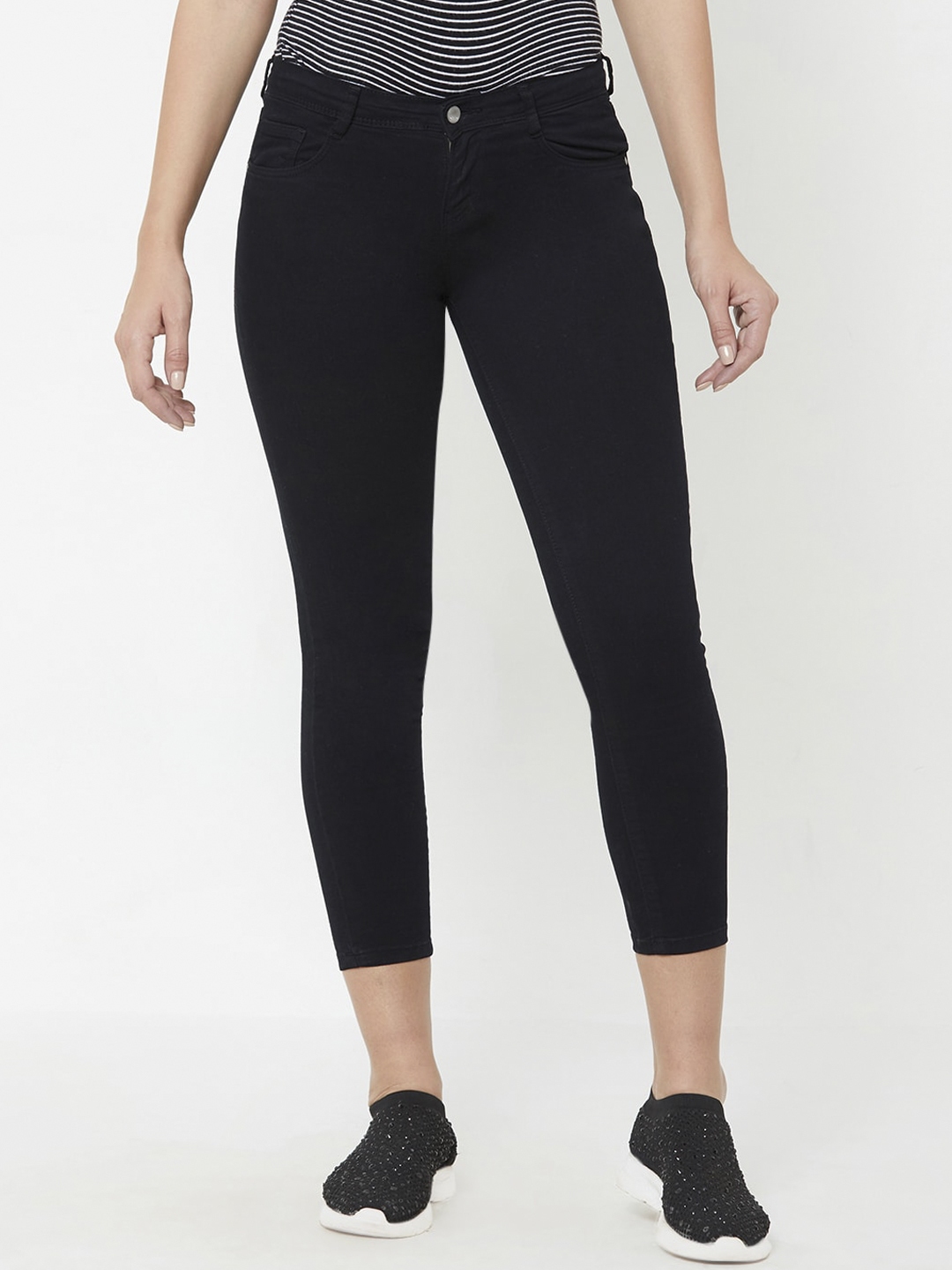 Buy Kraus Jeans Women Black Skinny Fit Mid Rise Clean Look Stretchable ...