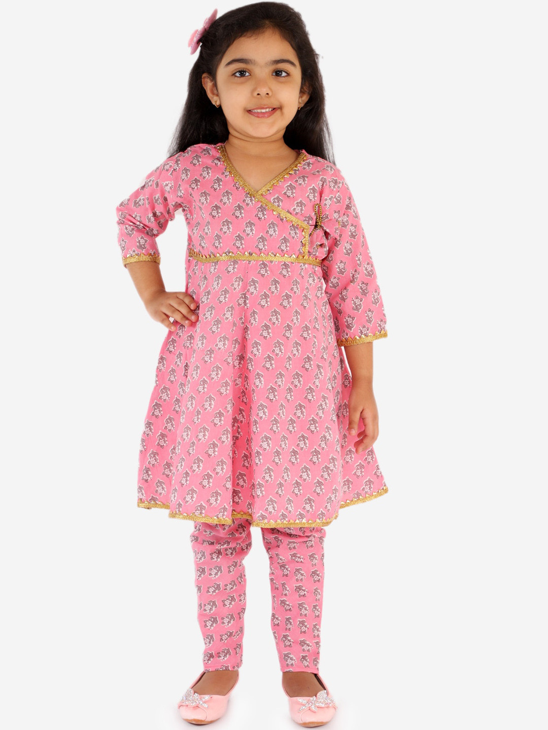 Buy Chipbeys Girls Pink Printed Kurta With Trousers Kurta Sets for