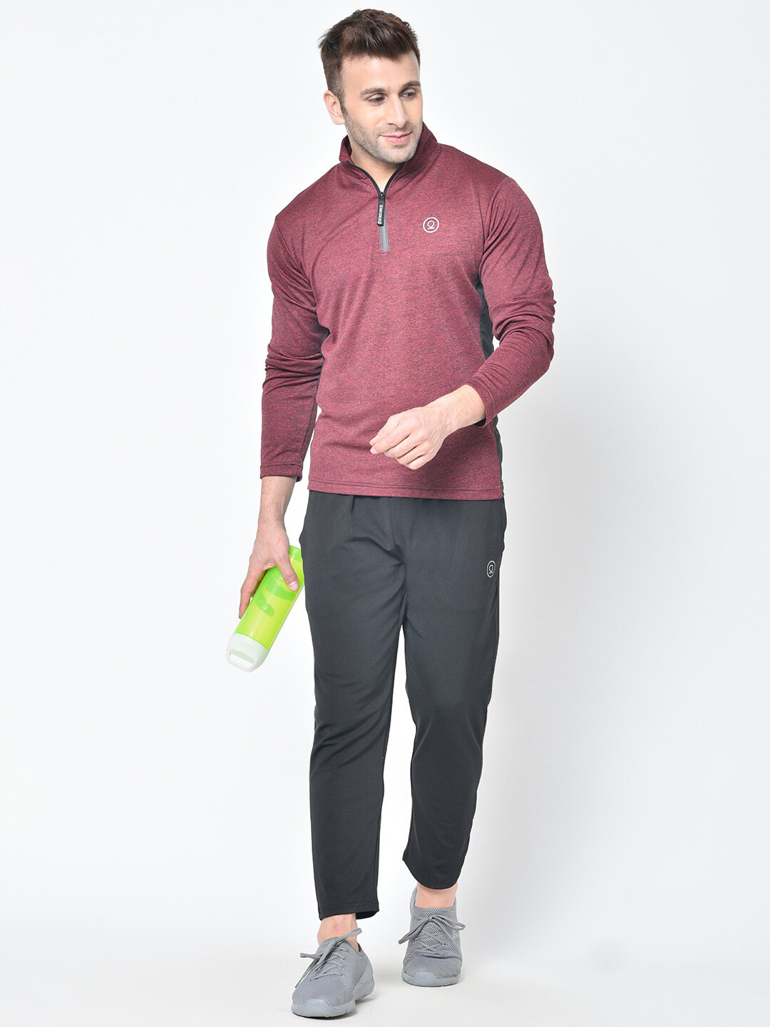 Buy Chkokko Men Maroon & Black Solid Tracksuit Tracksuits for Men