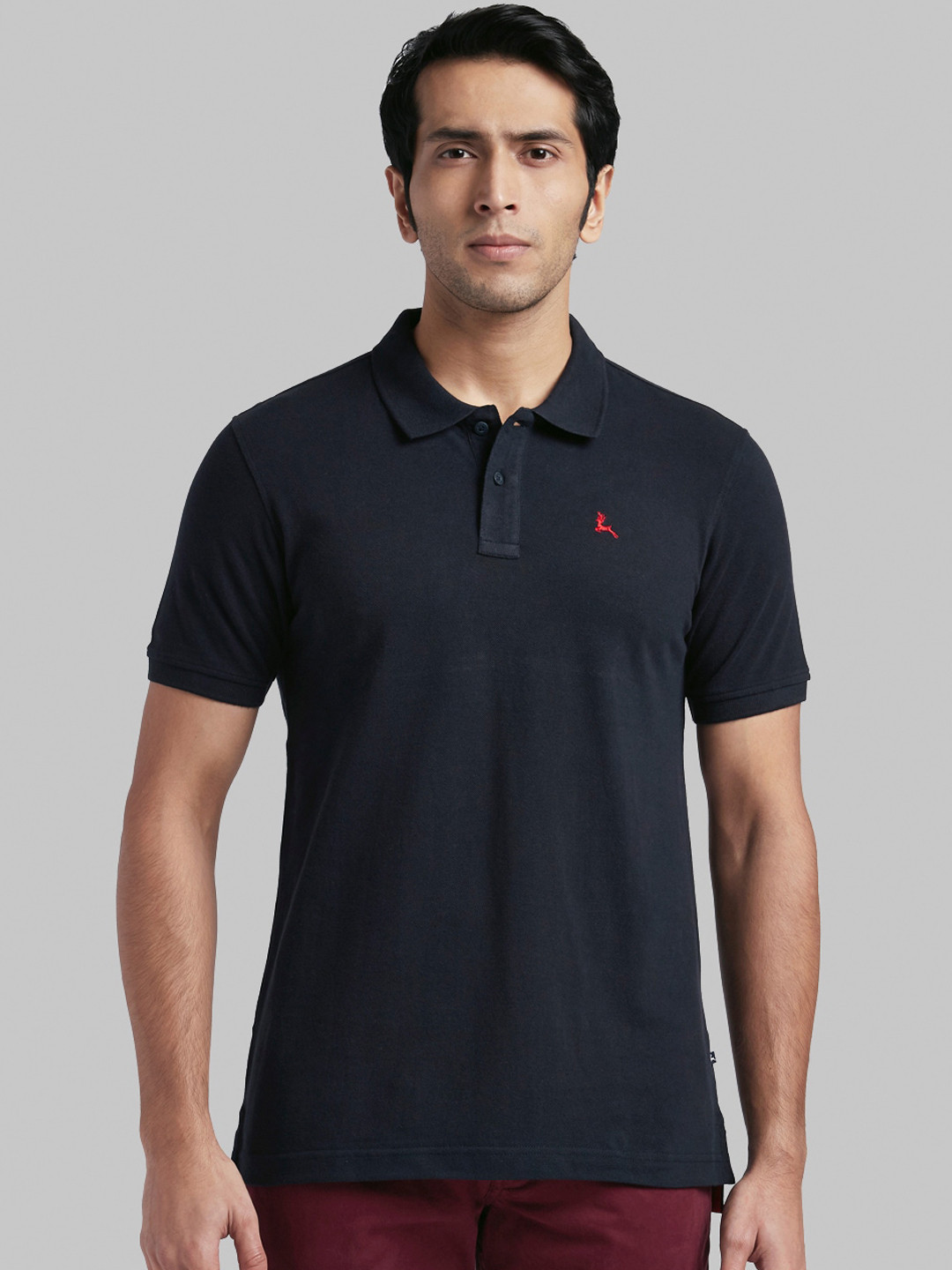 Buy Parx Men Navy Blue Solid Polo Collar T Shirt - Tshirts for Men ...