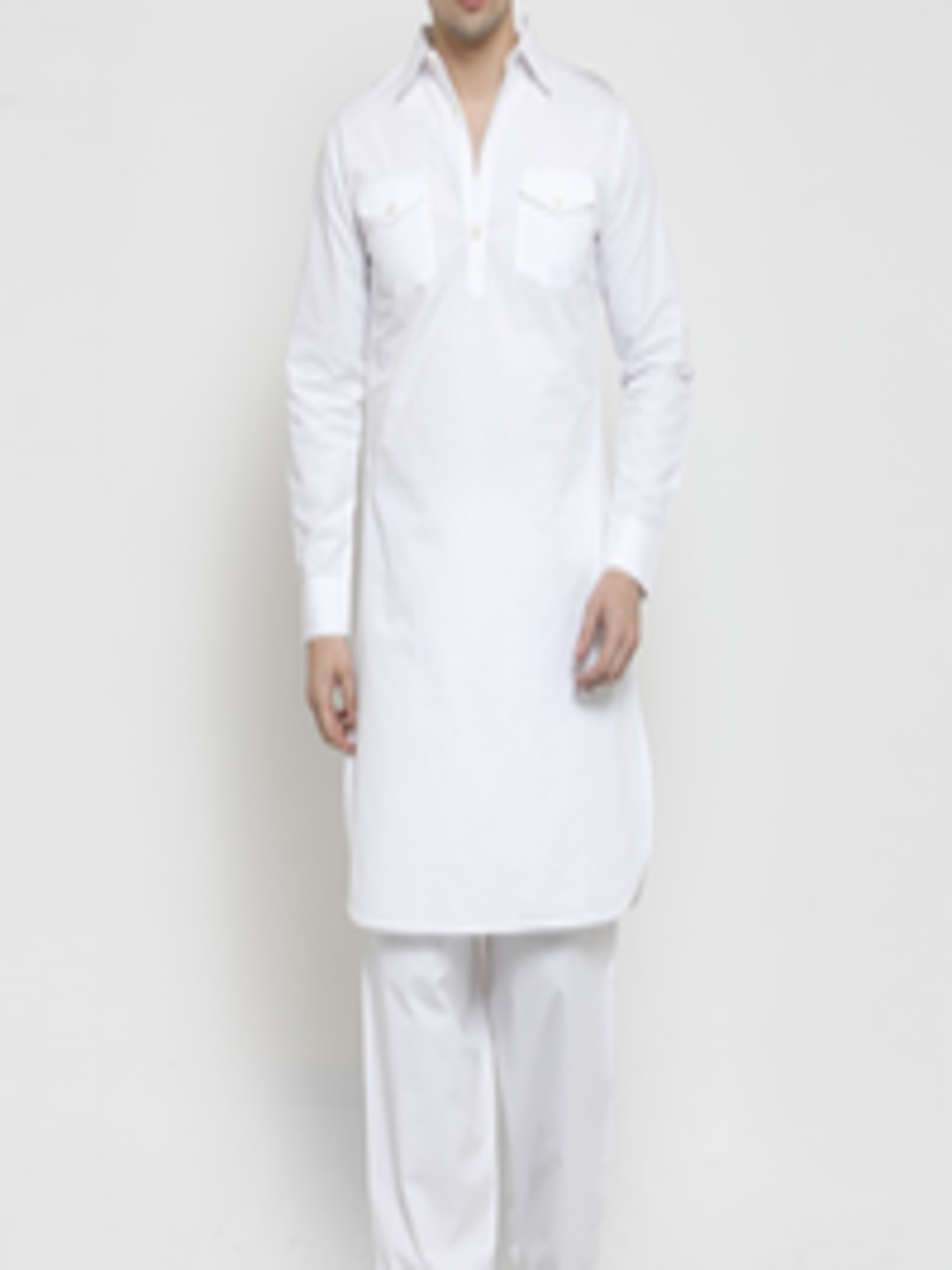 Buy Purple State Men White Solid Kurta With Salwar - Kurta Sets for Men ...