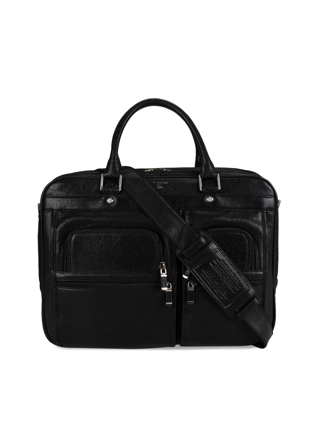Buy Da Milano Men Black Solid Leather Laptop Bag Laptop Bag for Men