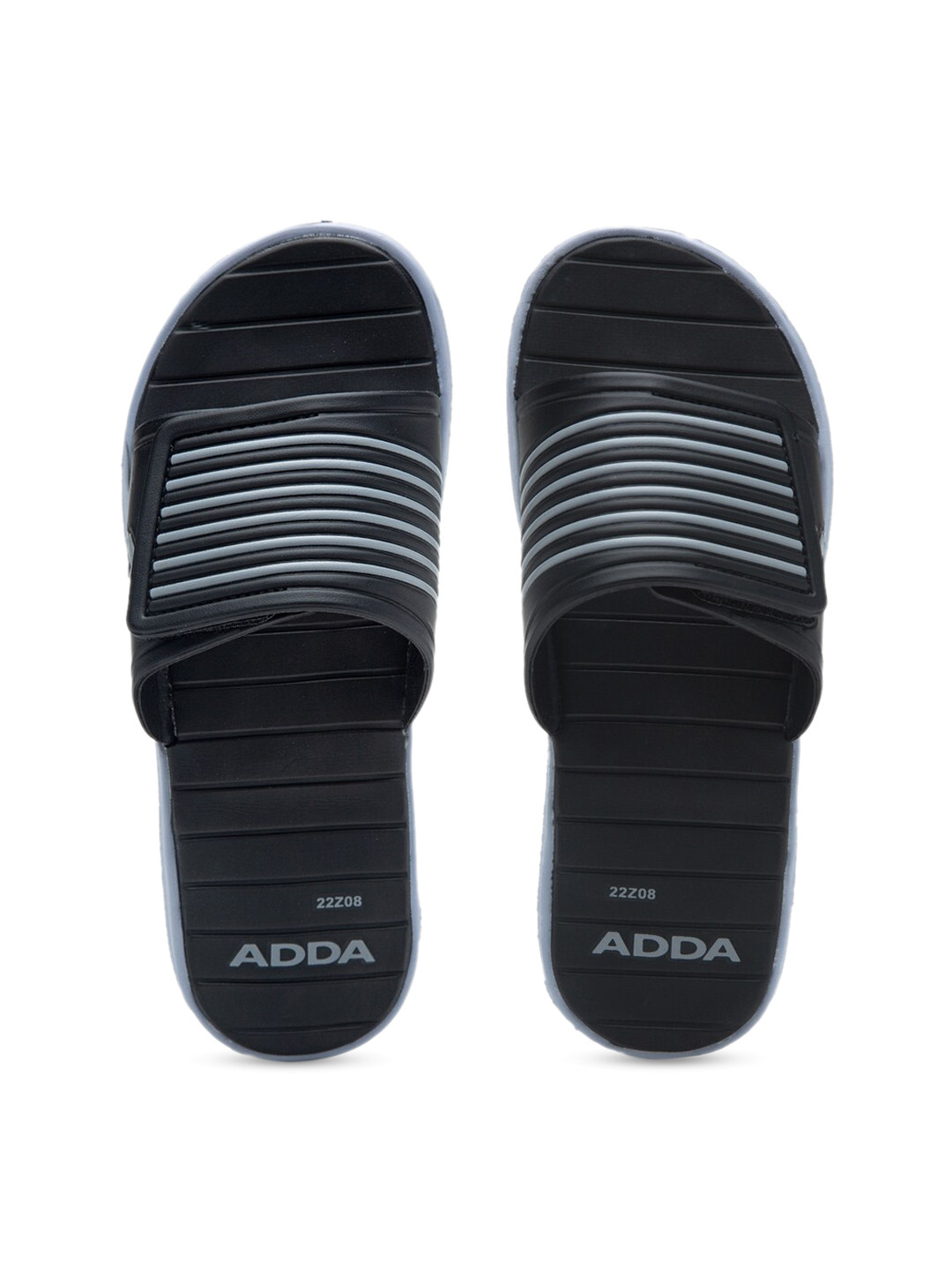 Buy Adda Men Black & Grey Striped Sliders - Flip Flops for Men 13272334 ...