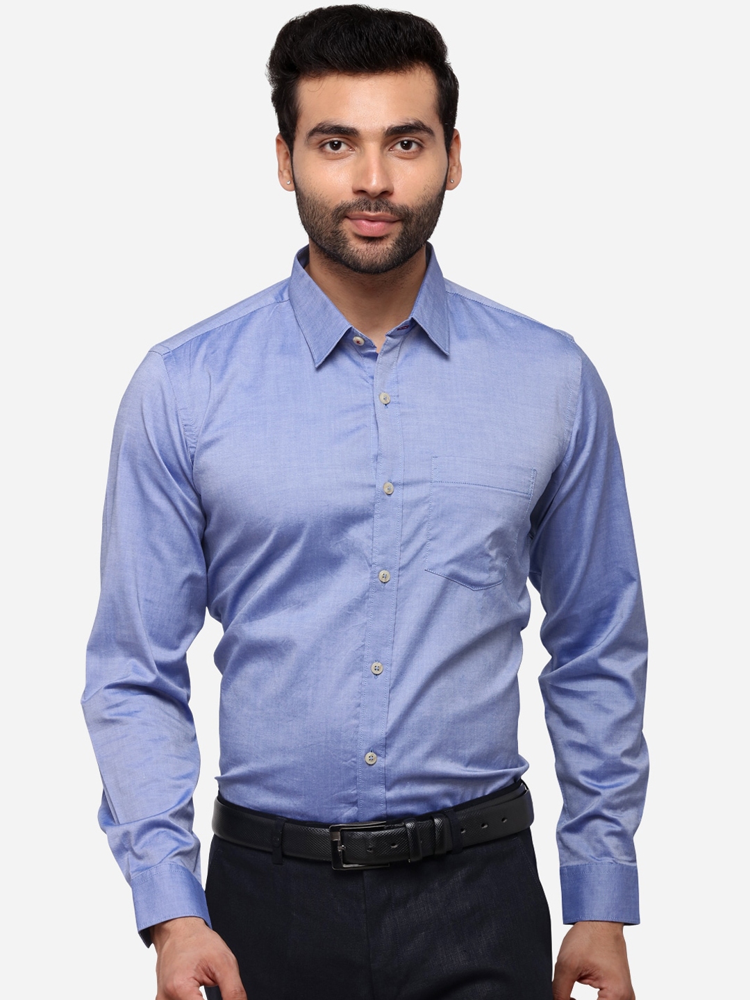 Buy JADE BLUE Men Blue Tailored Fit Solid Formal Shirt - Shirts for Men ...