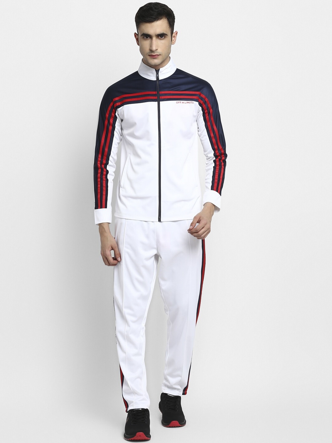 Buy OFF LIMITS Men White Striped Tracksuit - Tracksuits for Men ...