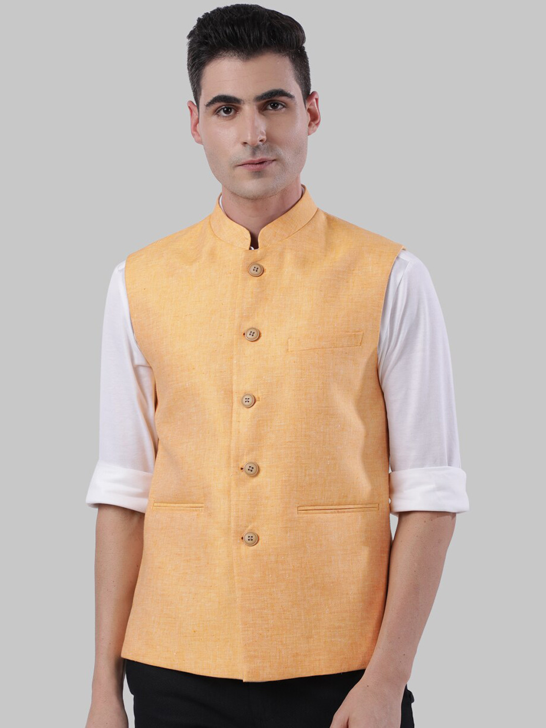 Buy Raymond Men Yellow Solid Pure Linen Nehru Jacket Nehru Jackets for Men 13144802 Myntra