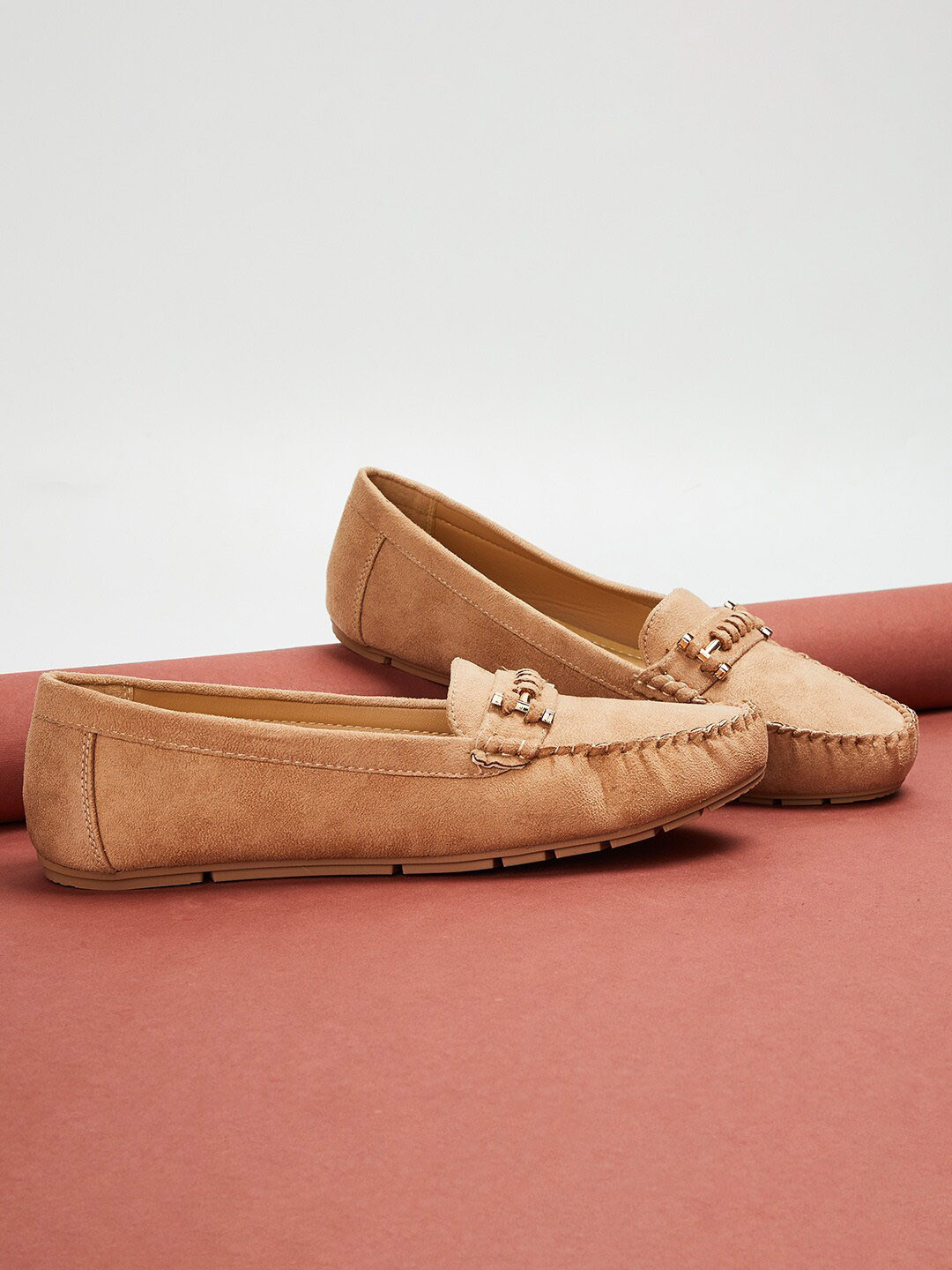 Buy Ginger By Lifestyle Women Beige Solid Loafers Casual