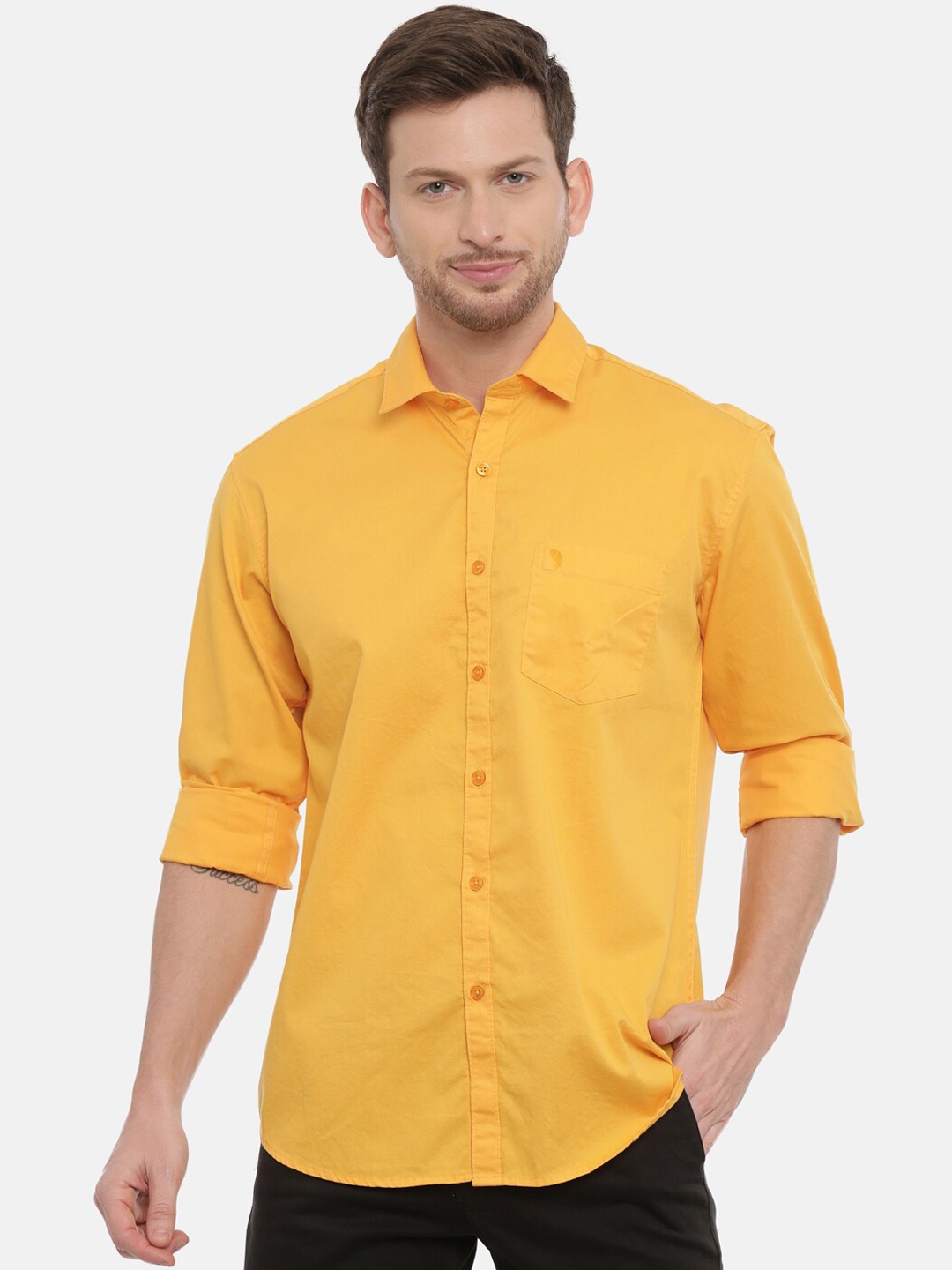 Buy Classic Polo Men Yellow Slim Fit Solid Casual Shirt - Shirts for ...