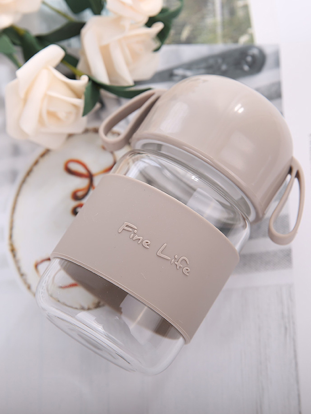 Buy YOYOSO Brown & Transparent Solid Glass Water Bottle 280 Ml Water