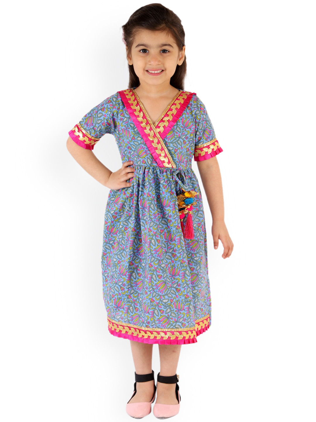 Buy KID1 Girls Purple Printed Fit And Flare Dress Dresses for Girls