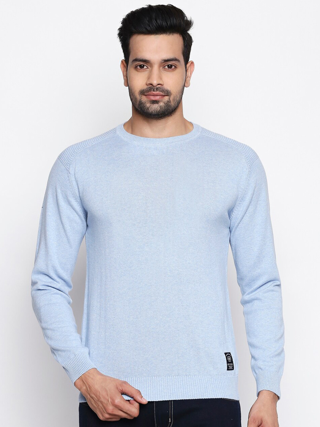 Buy People Men Blue Solid Pullover Sweater Sweaters for Men 13302840