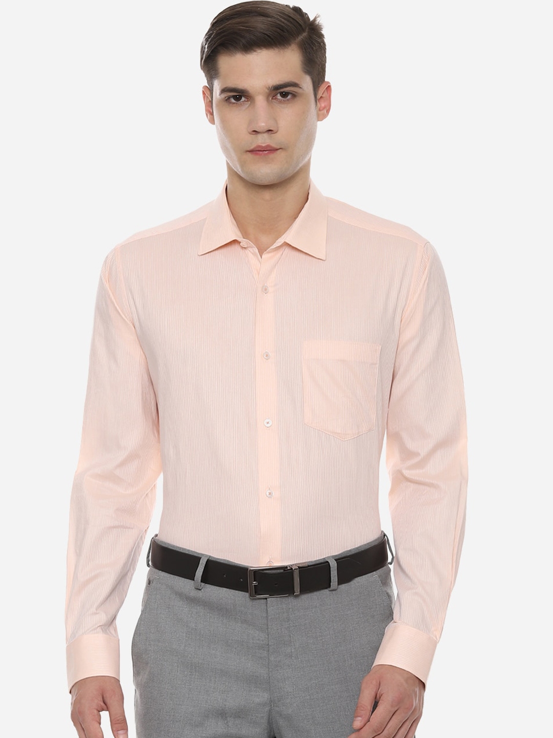 Buy Van Heusen Men Peach Striped Formal Shirt - Shirts for Men 13315736 ...
