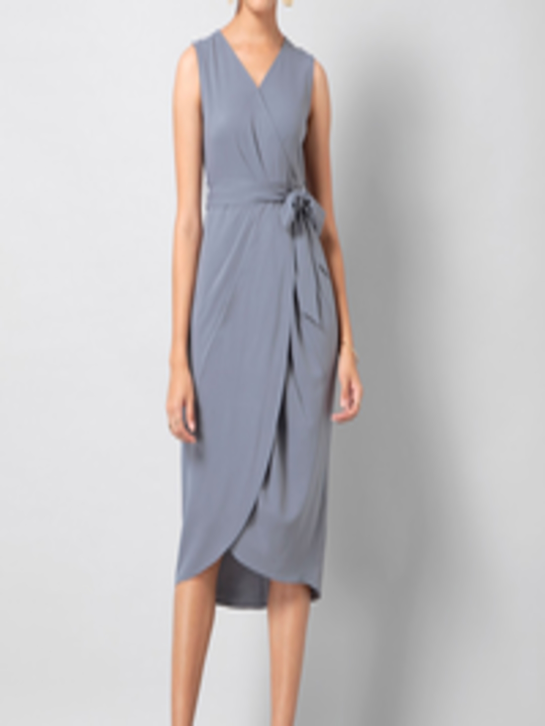 Buy FabAlley Women Grey Solid Wrap Dress - Dresses for Women 13313250 ...