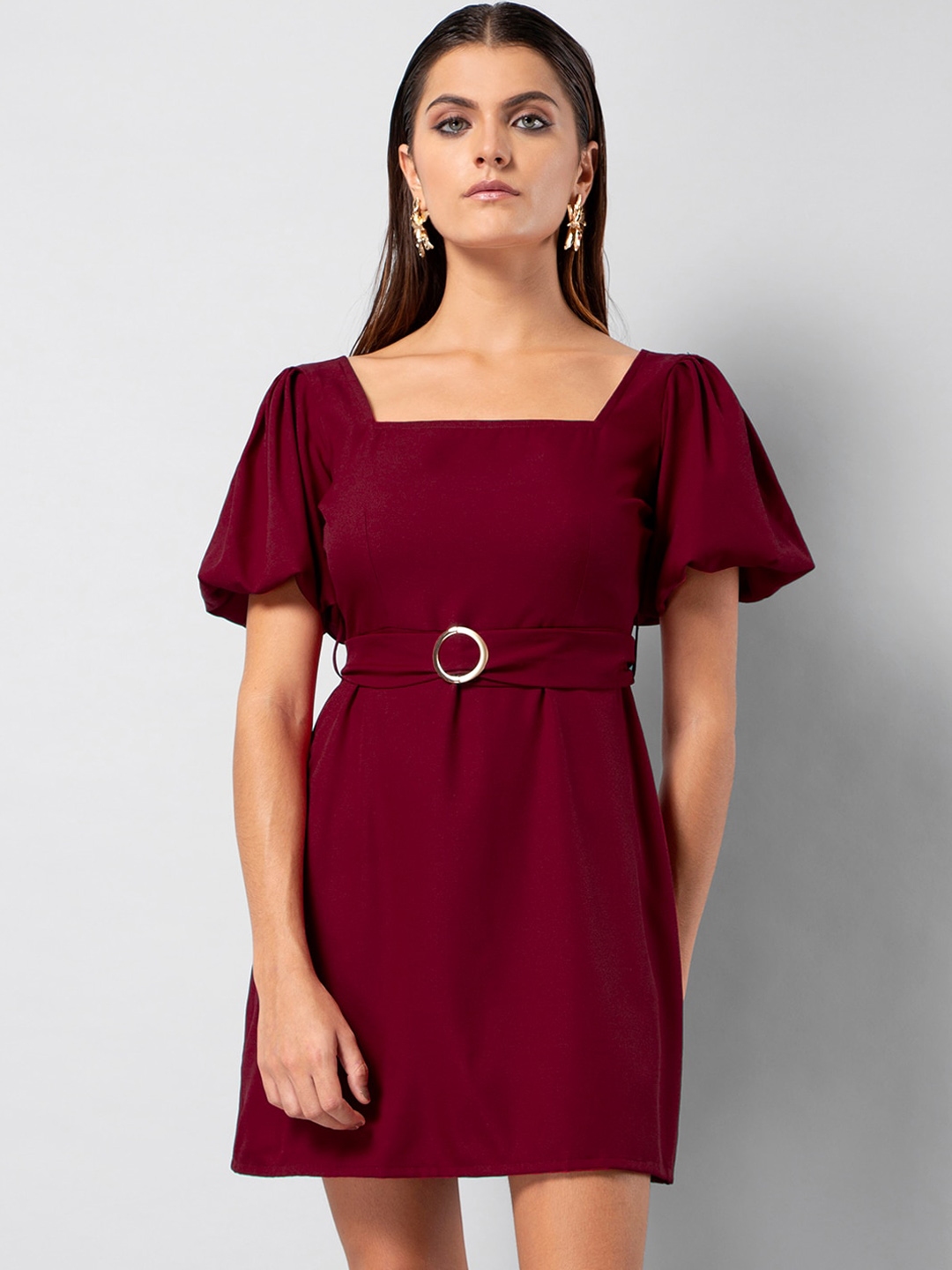 Buy FabAlley Women Maroon Solid Sheath Dress - Dresses for Women ...