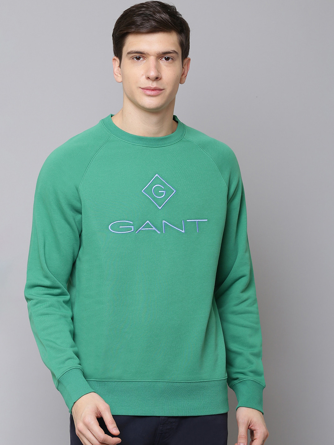 Gant Men Green Printed Hooded Full Sleeves Pullover Style Sweatshirt