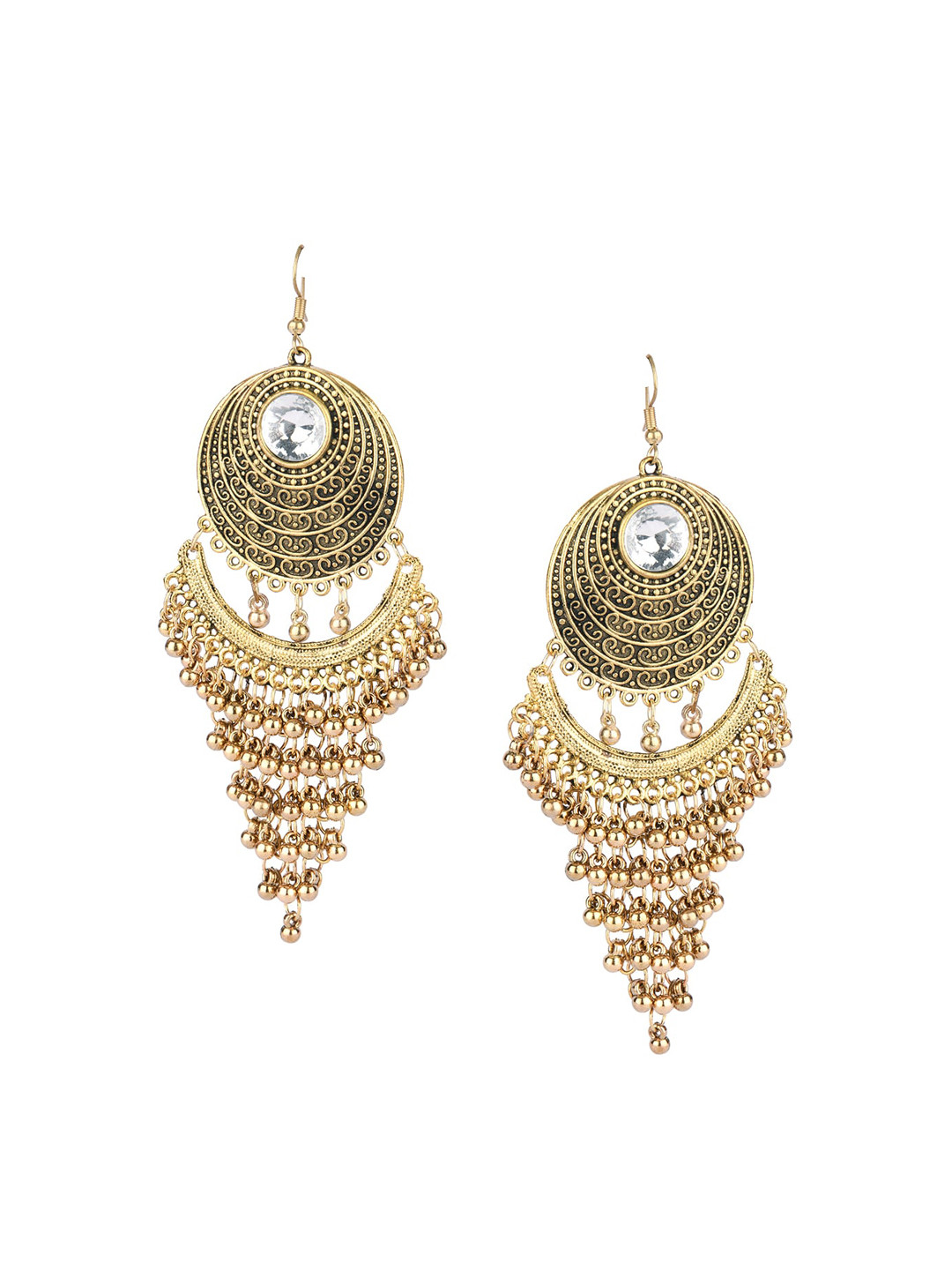 Buy DESI COLOUR Gold Toned Contemporary Drop Earrings Earrings for