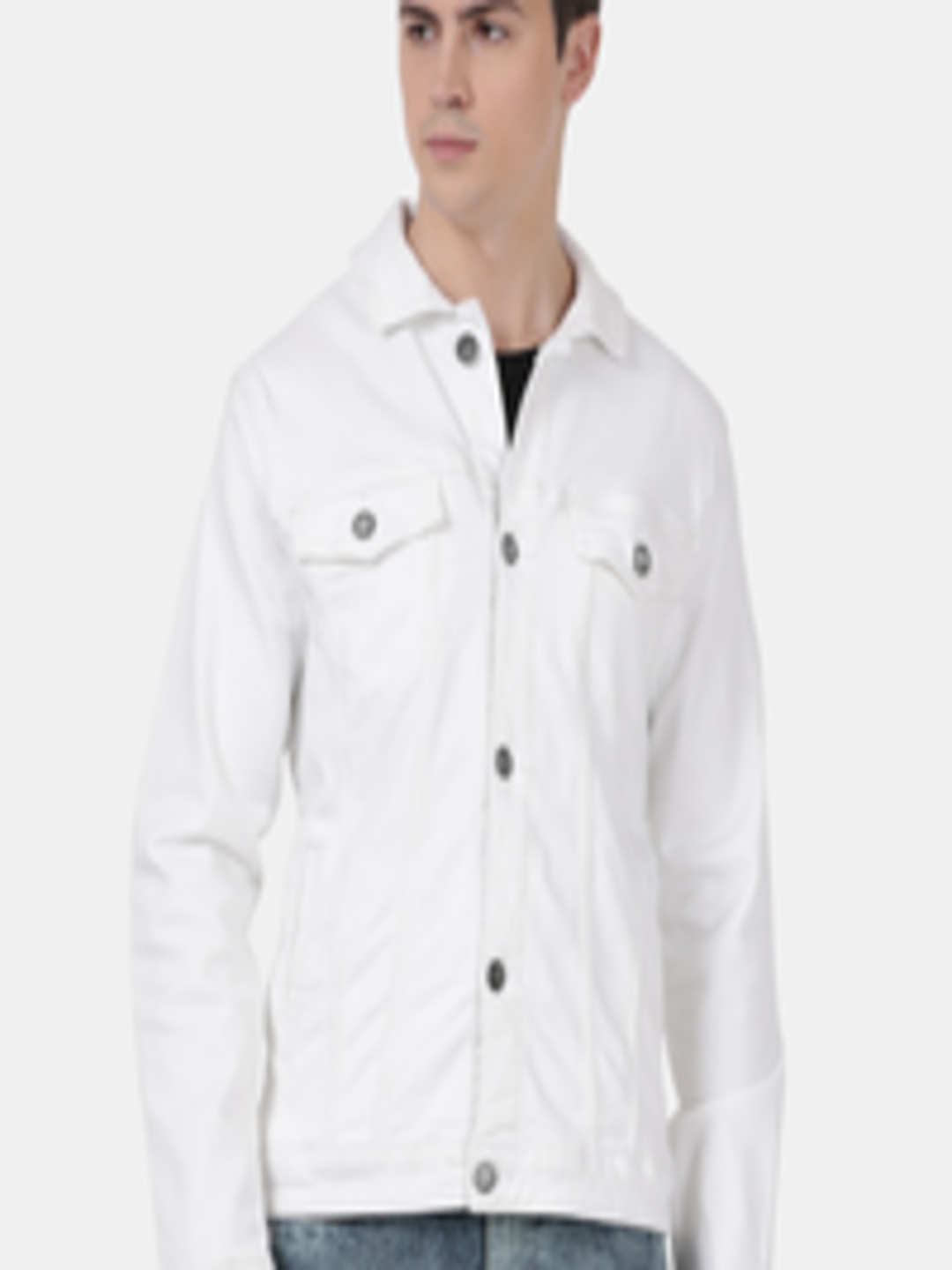 Buy Llak Jeans Men White Solid Denim Jacket - Jackets for Men 13319032 ...