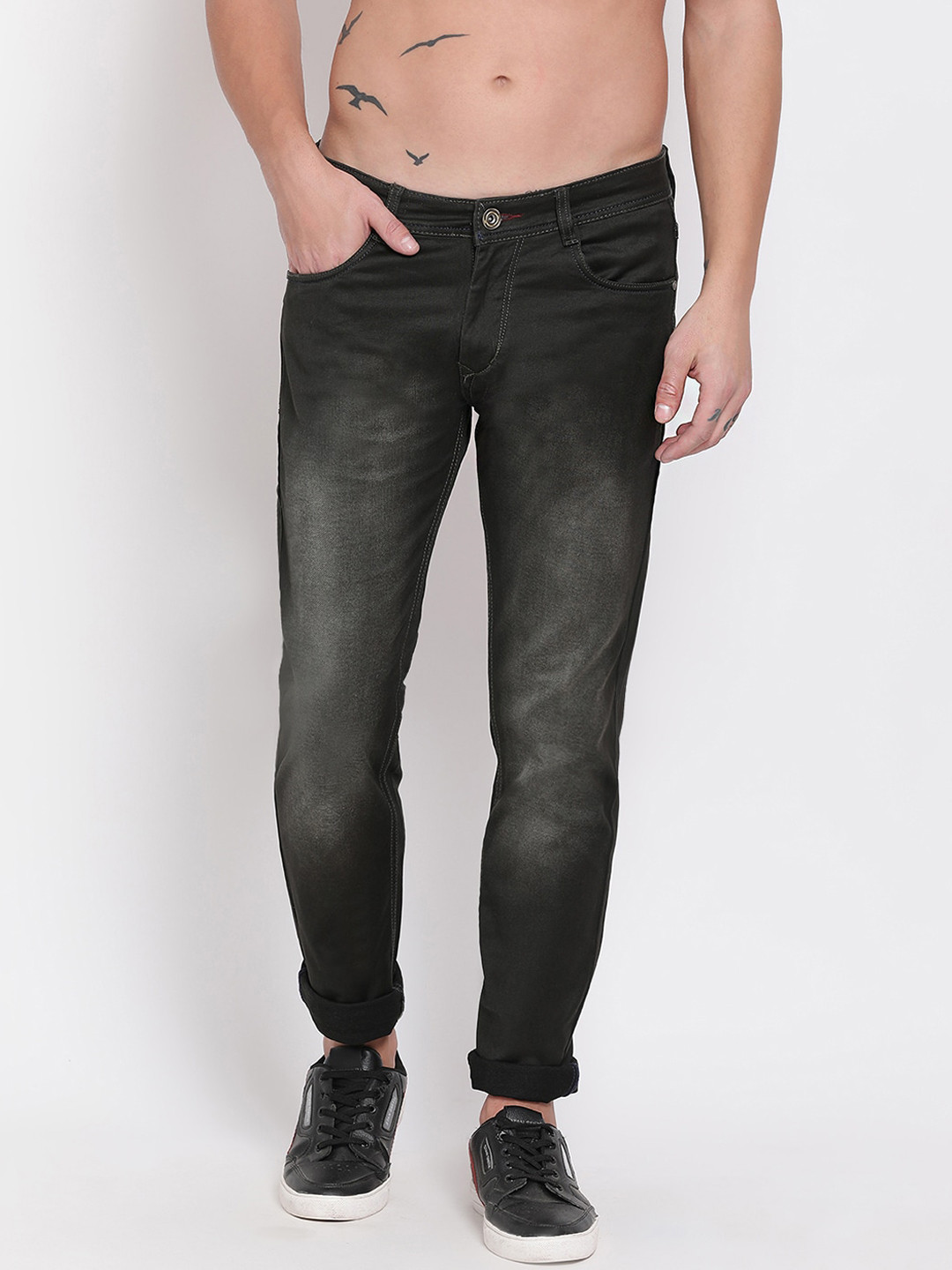 Buy COBB Men Olive Green Slim Fit Mid Rise Clean Look Jeans Jeans for