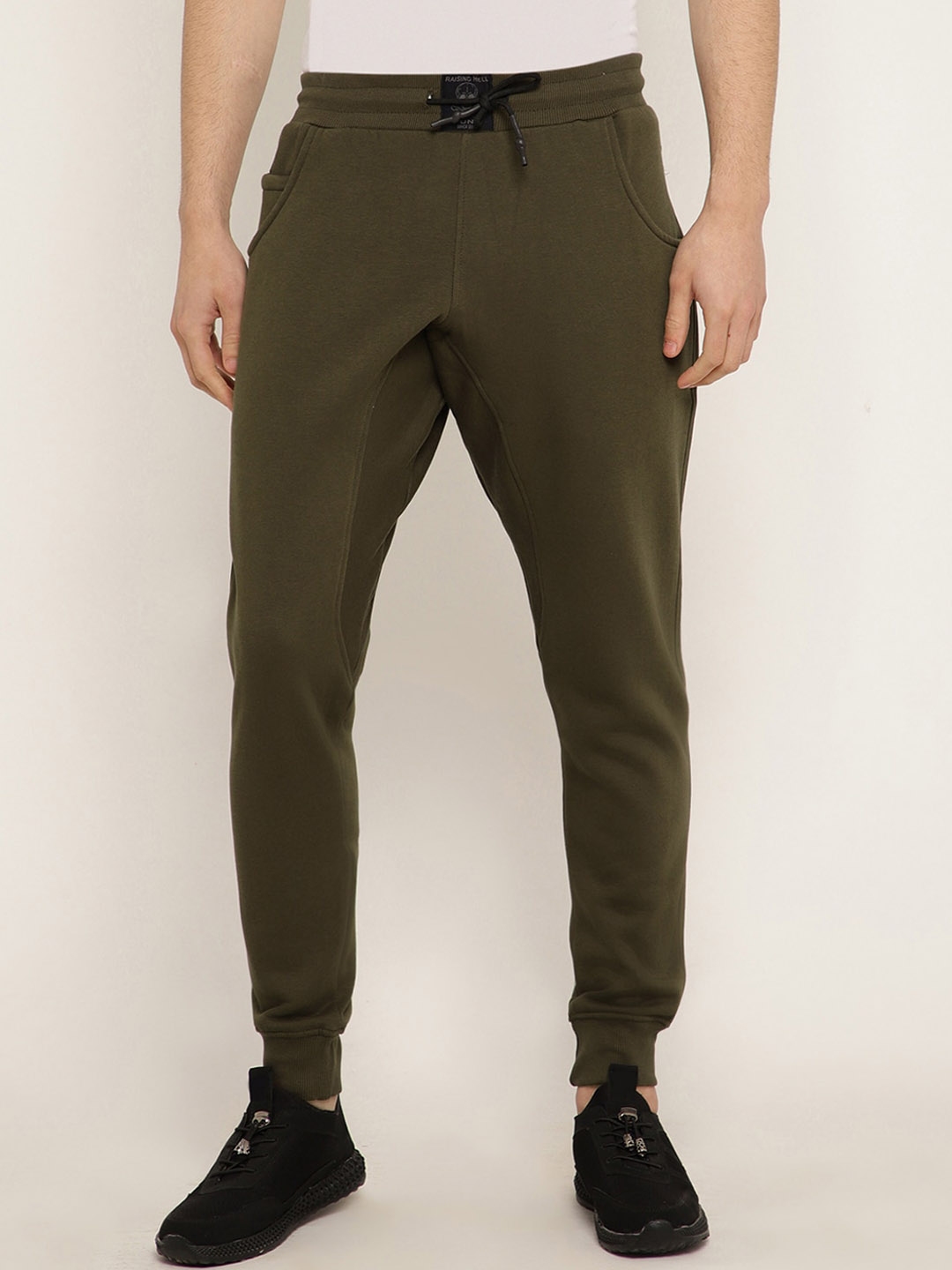 Buy PUNK Men Olive Green Solid Slim Fit Joggers - Track Pants for Men ...