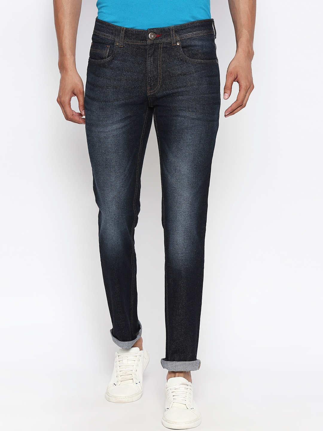 Buy People Men Navy Blue Slim Fit Mid Rise Clean Look Jeans - Jeans for ...