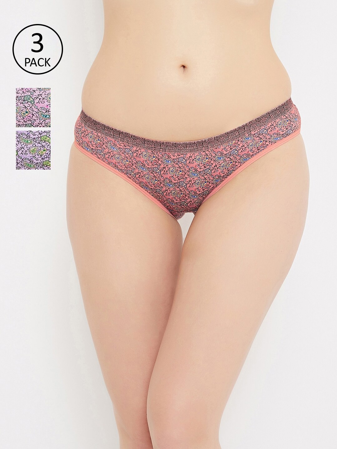 Buy ALIZA Women Pack Of 3 Printed Low Rise Hipster Briefs PANTY_C.P.P.S_521921 - Briefs for
