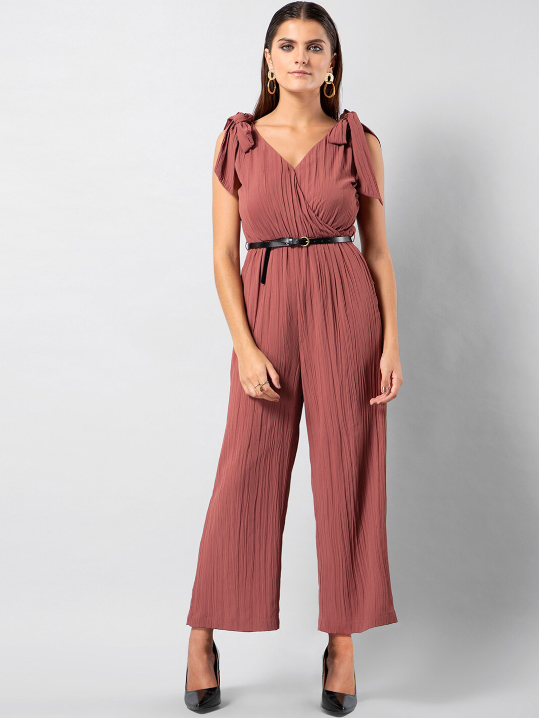 Buy FabAlley Women Pink Solid Basic Jumpsuit Jumpsuit for Women