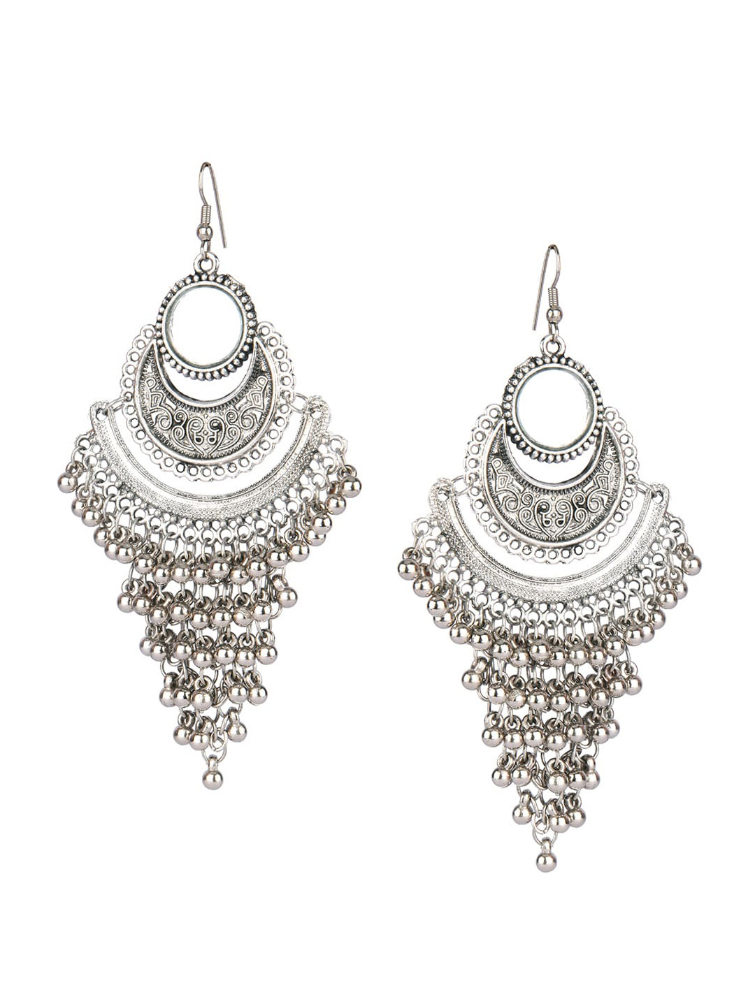 Buy DESI COLOUR Silver Toned Contemporary Drop Earrings Earrings for