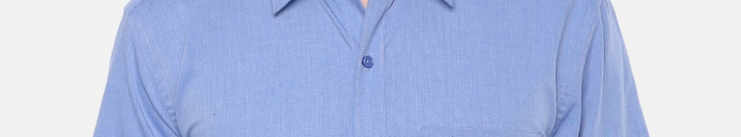 Buy Ramraj Men Blue Slim Fit Solid Formal Shirt - Shirts for Men ...