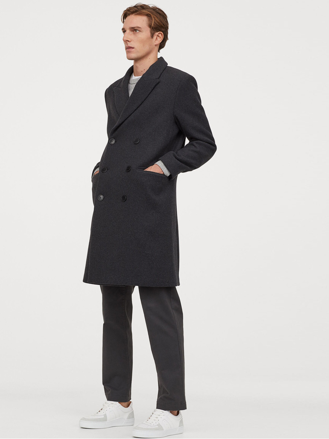 Buy H&M Men Grey Wool Blend Coat Coats for Men 13147860 Myntra