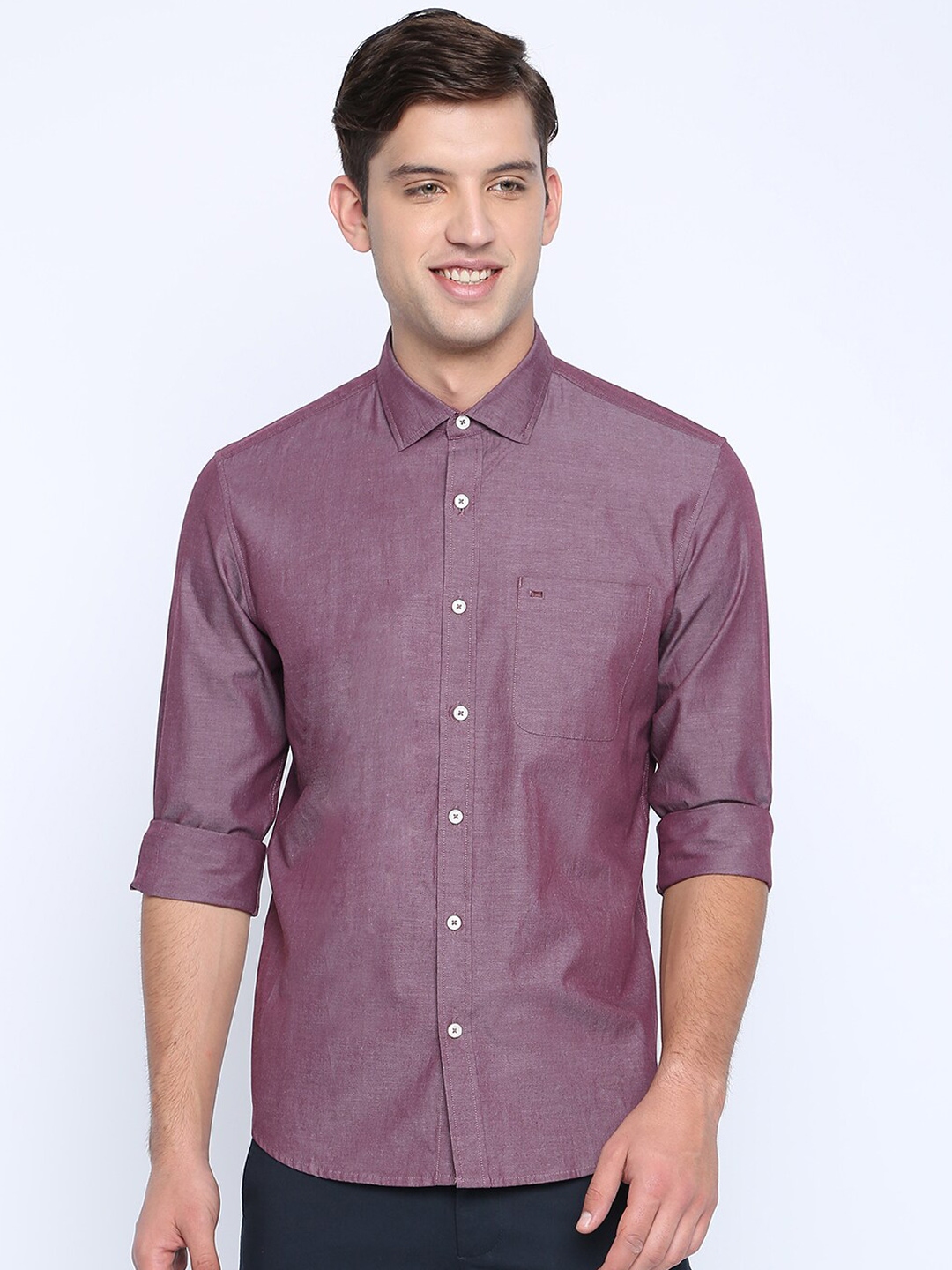Buy Basics Men Brown Slim Fit Solid Casual Shirt - Shirts for Men ...