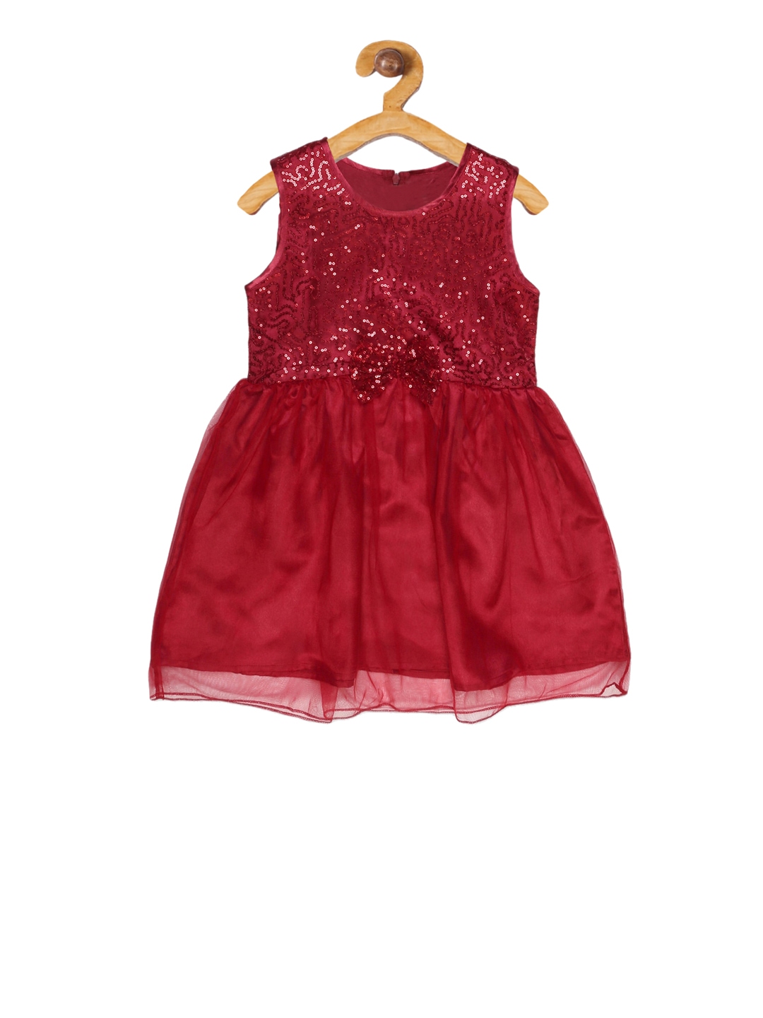 Buy YOUNG BIRDS Girls Red Embellished Fit And Flare Dress - Dresses for ...