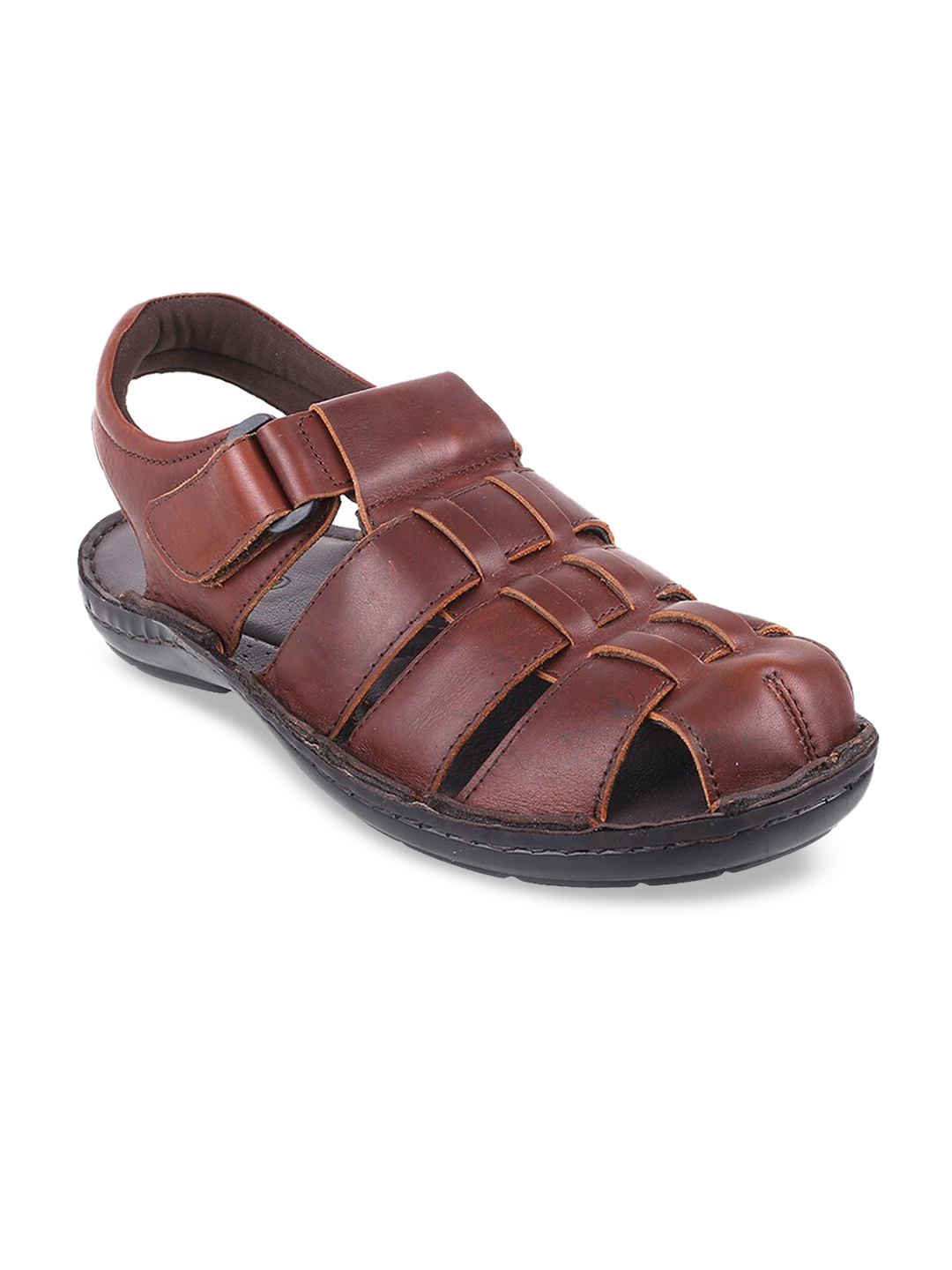 Buy Metro Men Brown Leather Fisherman Sandals - Sandals for Men ...